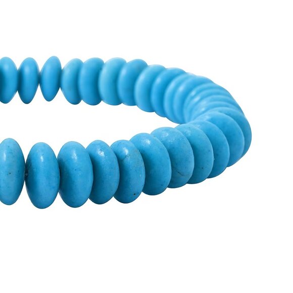 Imitation Turquoise Rondel Stretch Bracelet (6.0-7.0In) 66.50 ctw - Picture 3 of 4